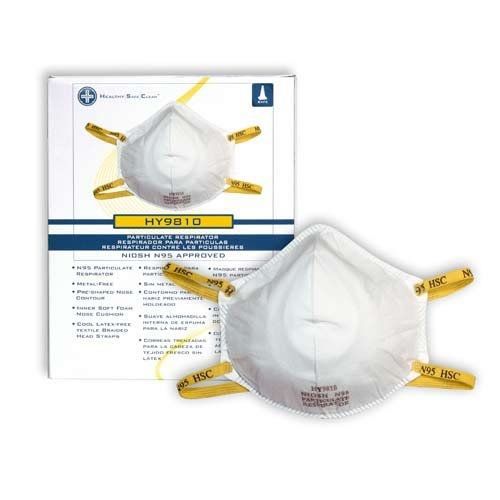 Hospeco proworks hy9810 disposable particulate respirator n95 protection 20 for sale
