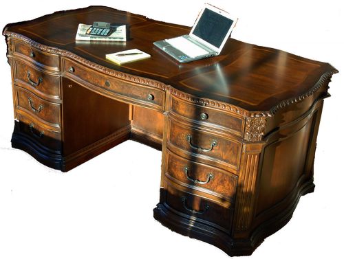 Large Walnut Old World Executive Office Desk