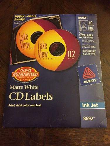 Avery CD Labels 8692 Matte White, 40 Disc Labels and 80 Spine Labels FREE SHIP