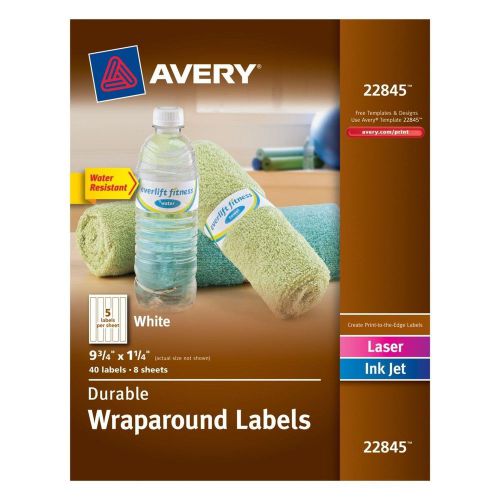 Avery durable wraparound labels 9.75 x 1.25 inches white pack of 40 (22845) for sale