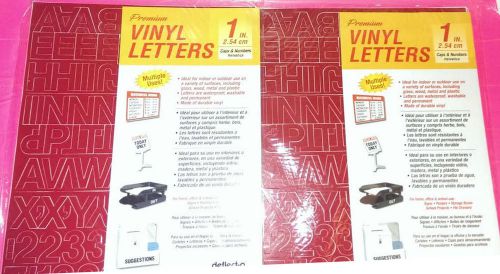 2 Packs Of New Deflect-o One Inch 1&#034; Stick-On RED Vinyl Letters... 4 sheets