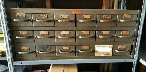 Vintage equipto 18-drawer steel metal storage cabinet - industrial - small parts for sale