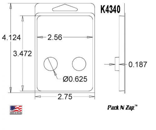 K4340: 975 - 4&#034;H x 3&#034;W x 0.187&#034;D Clamshell Packaging Clear Plastic Blister Pack