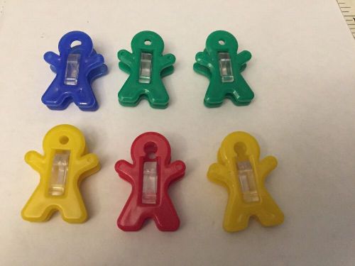 Plastic All American Man Paper Clips. Set Of 6