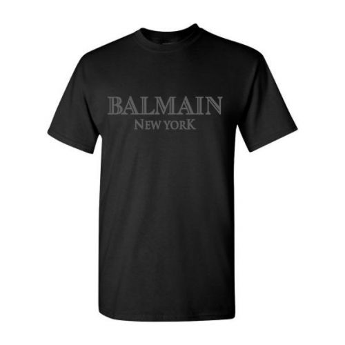 Hot item balmain h&amp;m flock print t-shirt tee black s,m,l,xl,xxl new york 2 logo for sale