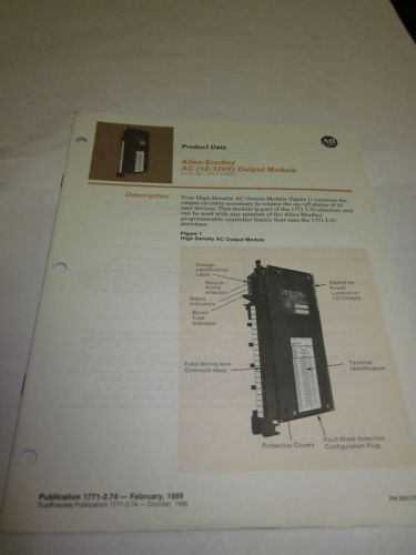 Allen Bradley Output Module Product Data Manual, Used