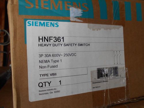 SIEMENS HNF361 NEMA 1 NON FUSIBLE 30A 3 POLE SERVICE DISCONNECT SAFETY SWITCH