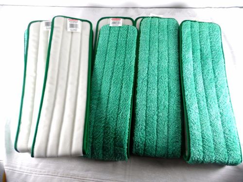 5 rubbermaid commercial q436 damp room pads 36&#034; hygen microfiber green wet mop for sale