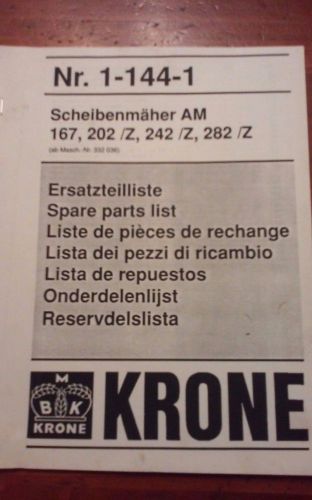 Krone Mower 167,202,/Z,242/Z,282/Z spare parts Scheibenmaher AM