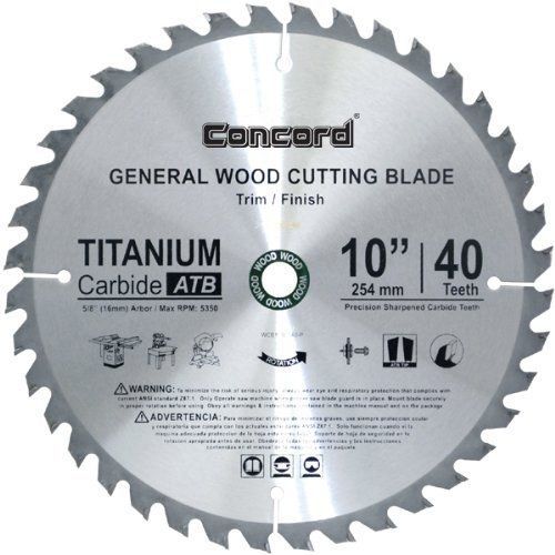 Concord blades wcb1000t040hp 10-inch 40 teeth tct general purpose hard &amp; soft for sale