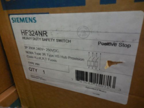 Siemens HF324NR Heavy Duty Safety Switch 200 Amp 3 Pole 240 V NEMA 3 R Fusible