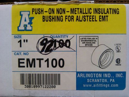 Arlington 1&#034; Push-on non-Metallic Insulating Bushings EMT100 1 box of 92