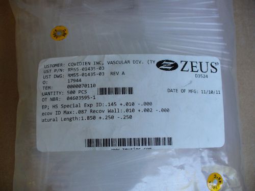 Zeus 500pcs RMM55-01435-03 FEP .144;.90; .010 1.850 Teflon Heatshrink