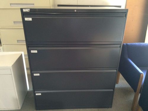 4 DRAWER Commercial Grade LATERAL  FILE CABINET  42&#034; w Dark Gray