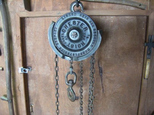 Antique Chester 1/2 ton chain hoist. Chain fall. block and tackle