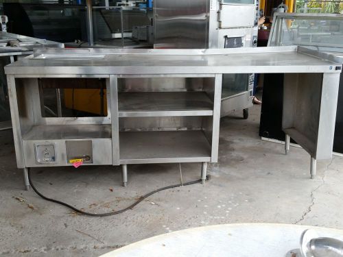 Stainless steel table with one hot well