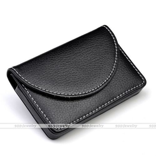 PU Leather Business Name Credit ID Cards Holders Wallet Case Keeper Black