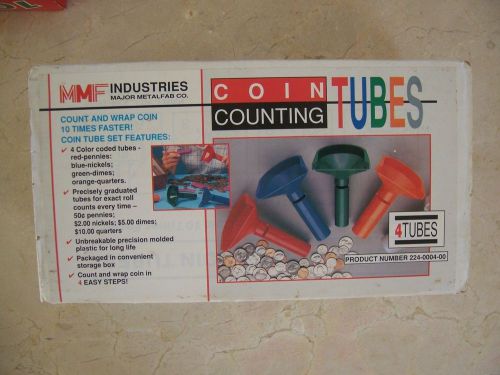 Vintage MMF Industries Color Coded Coin Counting Tubes w/ original box NOS
