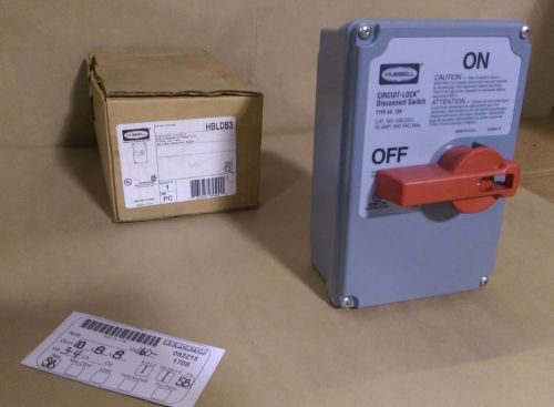 HUBBELL HBLDS3 30 AMP Circuit Lock Disconnect Switch 600V Type 4X,12K 3-Pole