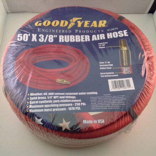 Goodyear 3/8-inch by 50-feet 250 psi rubber air hose with 1/4-inch mnpt 12674 for sale