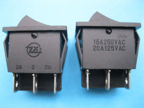 10 Black Rocker Switch ON-OFF DPDT 6 Terminal 15A/250V 20A/125V KCD3 without LED