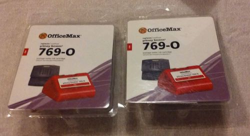 2 of OfficeMax Replaces Pitney Bowes 769-0 Red Postage Meter Ink Cartridges NEW