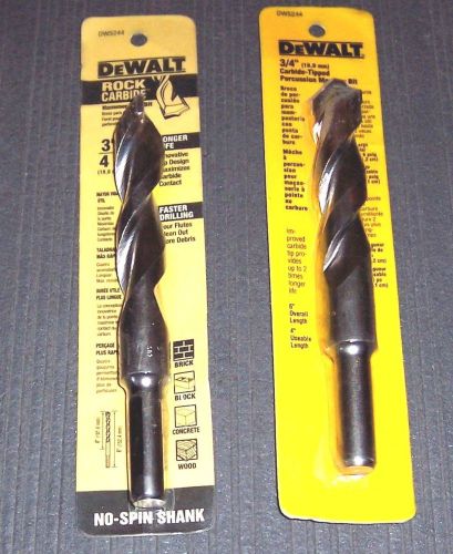 2 ea.dewalt dw5244 3/4&#034; x 6&#034; rock carbide spiral hammer drill bits for sale