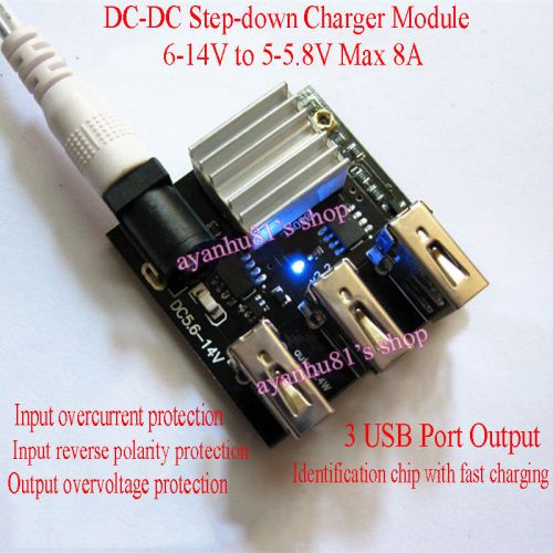 Mini DC-DC 6-14V To 5-5.8V 8A Step-down Power Module 3 USB Output Phone Charger