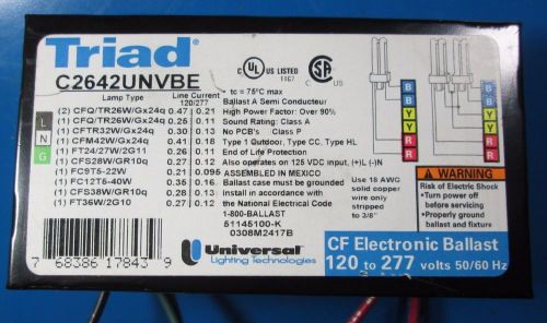 Triad compact fluorescent cfl electronic lamp ballast c2642unvbe 120 to 277 volt for sale