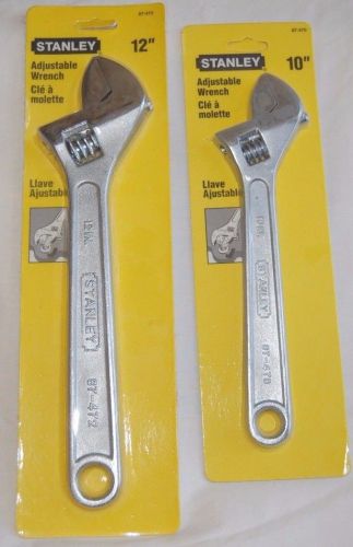 Lot of 2 Stanley Adjustable Wrenches - 12&#034; Inch 87-472 and 10&#034; Inch 87-470 - NEW