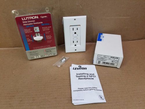 Leviton 15A 125V GFI Outlet &amp; Lutron GL-603PH-WH Slide Dimmer, 3-Way 600W