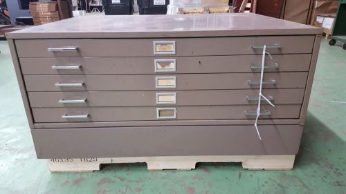 COMMERCIAL BROWN METAL FLAT FILE CABINET LARGE