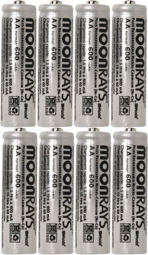 Moonrays 47740SP Rechargeable NiCd AA Batteries for Solar Powered Units, 8-Pack