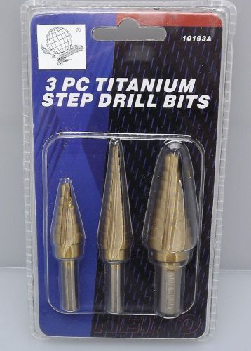3 piece hss step drill bit set titanium steel hex shank new for sale