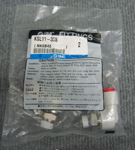 SMC FITTINGS KSL11-35S / NKSB48 NEW UNOPENED PACKAGE CONTAINING QTY 2 FITTINGS