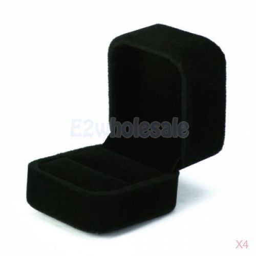 4x 1pc Elegant Black Velvet Engagement Wedding Ring Box Jewelry Display Gift