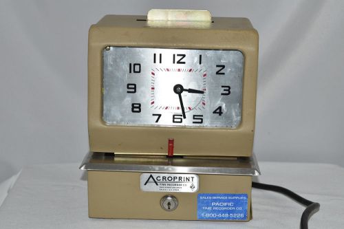 Vintage acroprint time recorder co.model 125fr3 bx manual time clock no key for sale