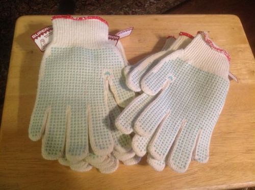 5 PAIR LARGE SIZE COTTON TERRY CLOTH WORK GLOVES WITH DOUBLE SIDDED DOTS ADDED F