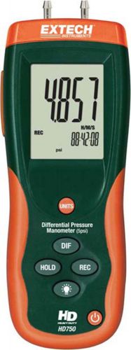 Extech differential pressure manometer hd750 w/ cd case manual 5 psi for sale