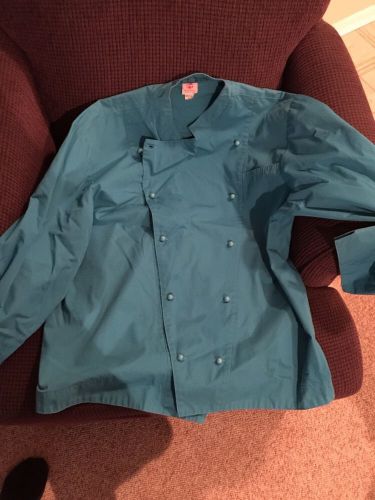 2 Teal Chef Coats Both XL Double Buttons