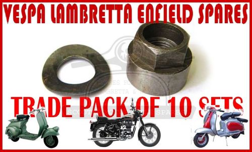 NEW Lambretta GP 150 GP 200 SX Flywheel Nut &amp; Spring Washer TRADE PACK X 10