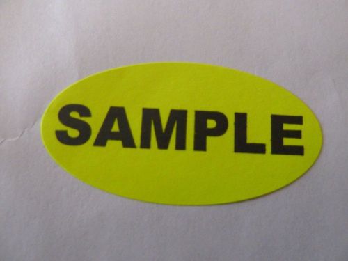 SAMPLE fluorescent yellow 1&#034; x 2&#034; oval (20 labels) invoice sticker freebies sa