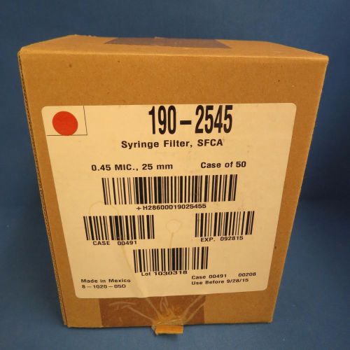 Case/50 nalgene sfca syringe filters 25mm 0.45 micron #190-2545 for sale