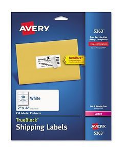 Avery TrueBlock Shipping Address Labels Laser Printers 2 x 4 White Smooth White