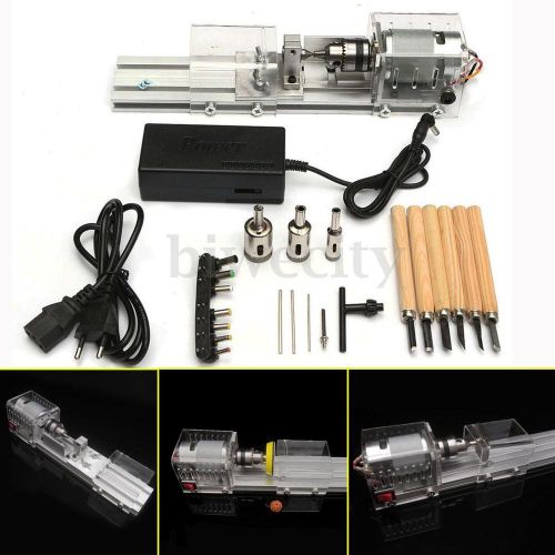 Dc 24v 80w mini lathe beads machine woodwork diy lathe with grinding kit &amp; power for sale