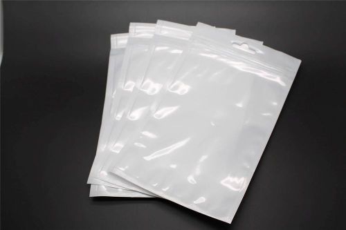 25pcs (6.25&#034;x4.25&#034;) White Transparent Ziplock Plastic Bags w/ Hang Hole Tab Tag