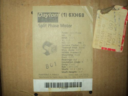DAYTON 6XH68 MOTOR 1/4 HP , 115 V , 1725 RPM , 48 FR , 1 PH , GENERAL PURPOSE