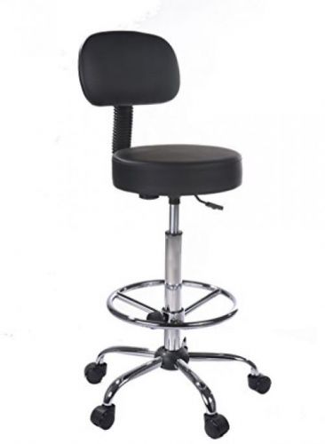 Superjare drafting stool with back cushion black - adjustable foot rest for sale