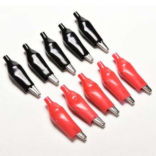 10X/5pairs 44mm Alligator Clip Clamp test Testing Probe Black+Red large size aa
