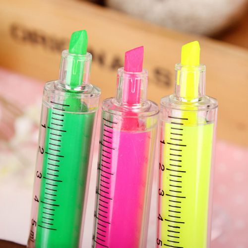 6pcs/1set syringe highlighter fluorescent needle tube watercolor writer pen for sale